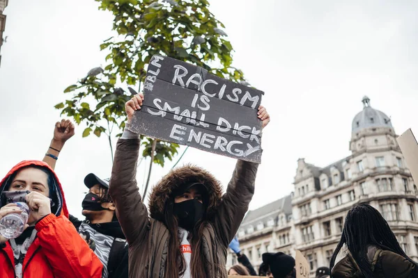 Λονδίνο Ηνωμένο Βασίλειο 2020 Διαδήλωση Για Θέμα Των Μαύρων Ζωών — Φωτογραφία Αρχείου