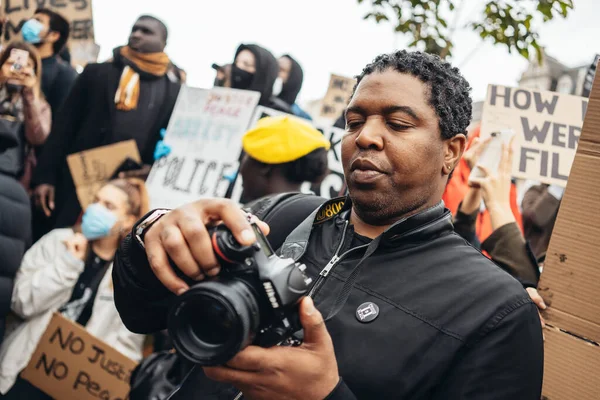 Londres Reino Unido 2020 Black Lives Matter Protesto Durante Pandemia — Fotografia de Stock