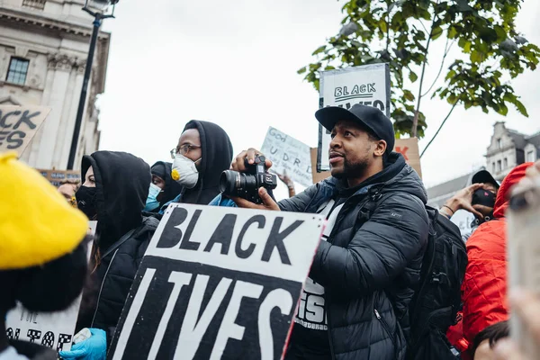 London Egyesült Királyság 2020 Black Lives Matter Tiltakozás Zárlat Alatt — Stock Fotó