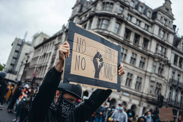 Londres Reino Unido 2020 Protesta Black Lives Matter Durante Pandemia — Foto de Stock