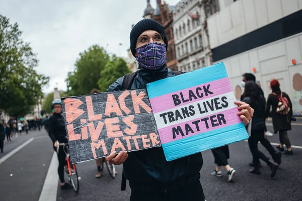 London 2020 Black Lives Matter Protest Lockdown Coronavirus Pandemic Black — Stock Photo, Image
