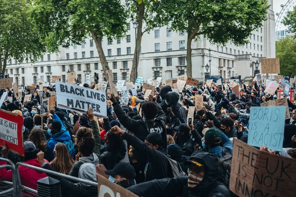 Londyn 2020 Protest Przeciwko Black Lives Matter Podczas Pandemii Koronawirusowej — Zdjęcie stockowe