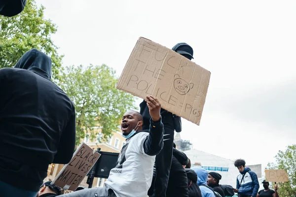 Londres Reino Unido 2020 Black Lives Matter Protesto Durante Pandemia — Fotografia de Stock