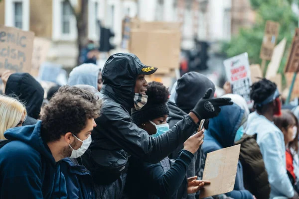 London Egyesült Királyság 2020 Black Lives Matter Tiltakozás Zárlat Alatt — Stock Fotó