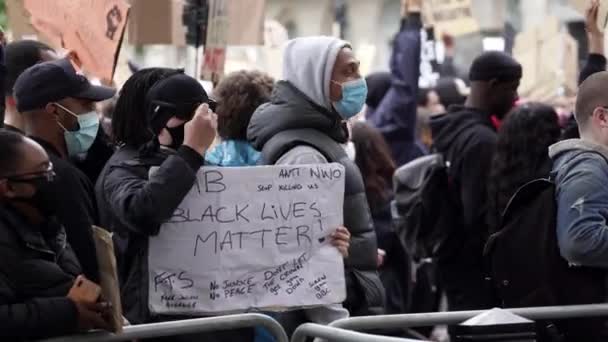 Londýn 2020 Black Lives Matter Protest Během Uzamčení Koronavirové Pandemie — Stock video