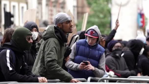 London 2020 Black Lives Matter Protest Lockdown Coronavirus Pandemic Protesters — Stock Video