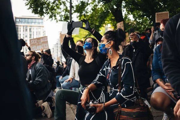 Londra Regno Unito 2020 Black Lives Matter Protesta Durante Pandemia — Foto Stock