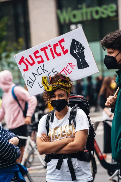 Λονδίνο Ηνωμένο Βασίλειο 2020 Διαδήλωση Για Θέμα Των Μαύρων Ζωών — Φωτογραφία Αρχείου