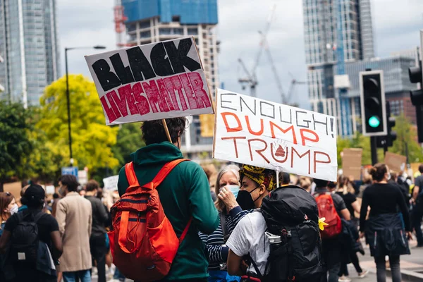 London Egyesült Királyság 2020 Black Lives Matter Tiltakozás Zárlat Alatt — Stock Fotó