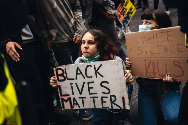 London 2020 Black Lives Matter Protestosu Koronavirüs Salgını Sırasında Gerçekleşti — Stok fotoğraf