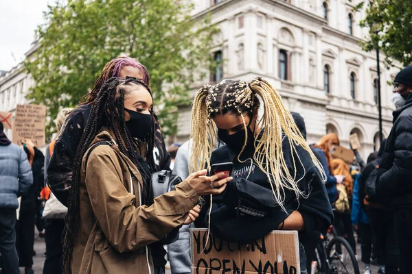 London Egyesült Királyság 2020 Black Lives Matter Tiltakozás Zárlat Alatt — Stock Fotó