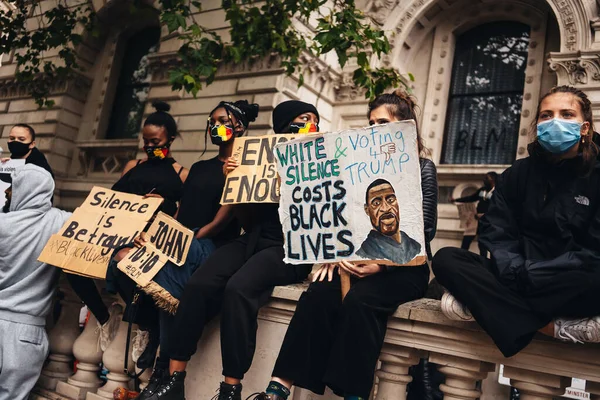 London Egyesült Királyság 2020 Black Lives Matter Tiltakozás Zárlat Alatt — Stock Fotó