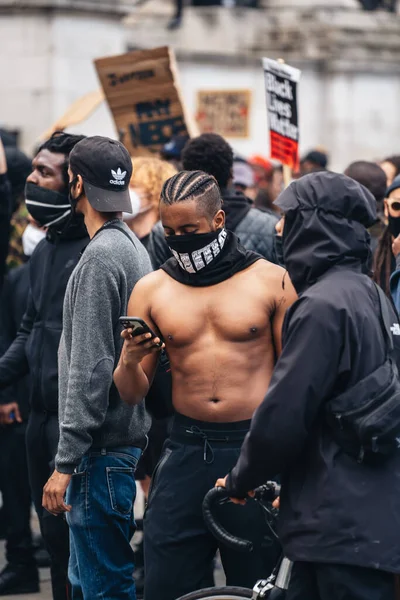 London 2020 Black Lives Matter Protest Lockdown Coronavirus Pandemic Hundreds — Stock Photo, Image