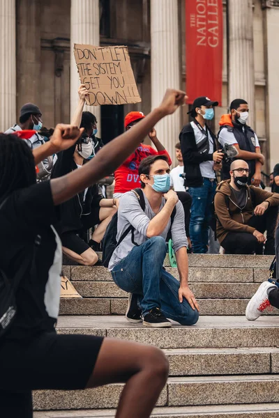 Londyn 2020 Protest Przeciwko Black Lives Matter Podczas Pandemii Koronawirusowej — Zdjęcie stockowe