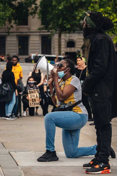 Londres Reino Unido 2020 Black Lives Protesto Matéria Durante Pandemia — Fotografia de Stock
