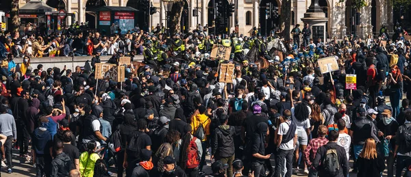 London 2020 Black Lives Matter Protest Lockdown Coronavirus Pandemic Hundreds — Stock Photo, Image
