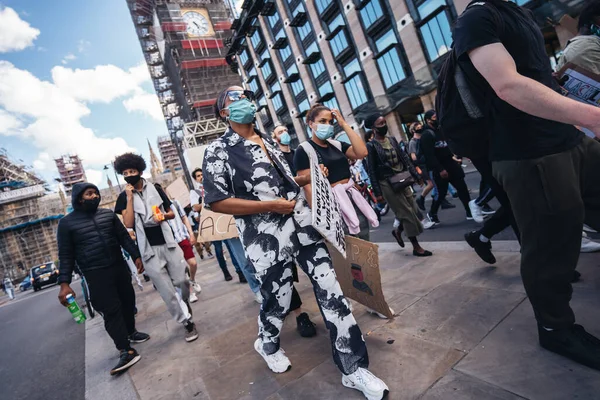 Londres Reino Unido 2020 Enorme Multidão Black Lives Importam Manifestantes — Fotografia de Stock