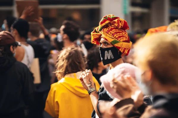 Londres Royaume Uni 2020 Manifestants Lgbtq Portant Des Masques Médicaux — Photo