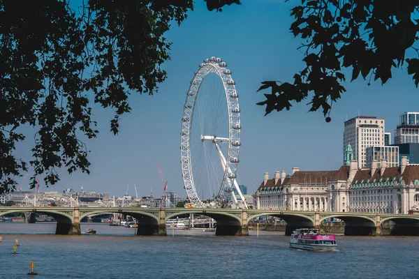 Londra Regno Unito 2020 London Eye Vista Con Ponte Westminster — Foto Stock