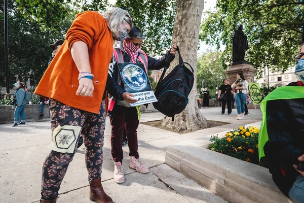 Лондон Великобритания 2020 Люди Флагами Транспарантами Акции Протеста Против Вымирания — стоковое фото