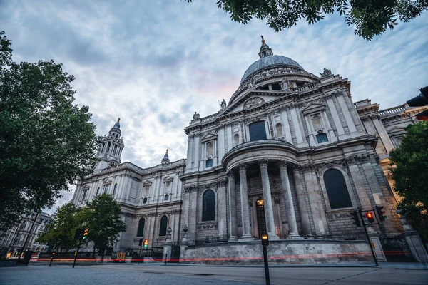 London 2020 Собор Святого Павла Лондоні Ввечері Стрілянина Повільною Витримкою — стокове фото