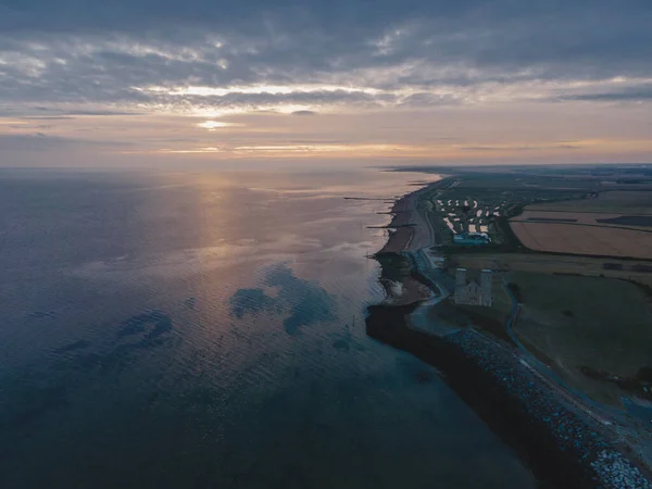 Reculver 2020 Drone Aerial Shot Remains Reculver Church Towers Early — 스톡 사진