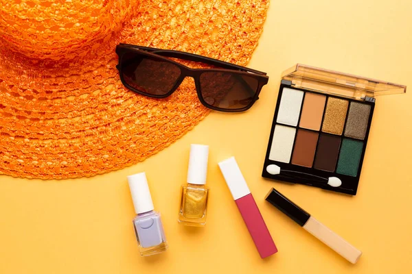 Cosmétique Pour Maquillage Pendant Les Vacances Été Conseils Blogger Couleurs — Photo