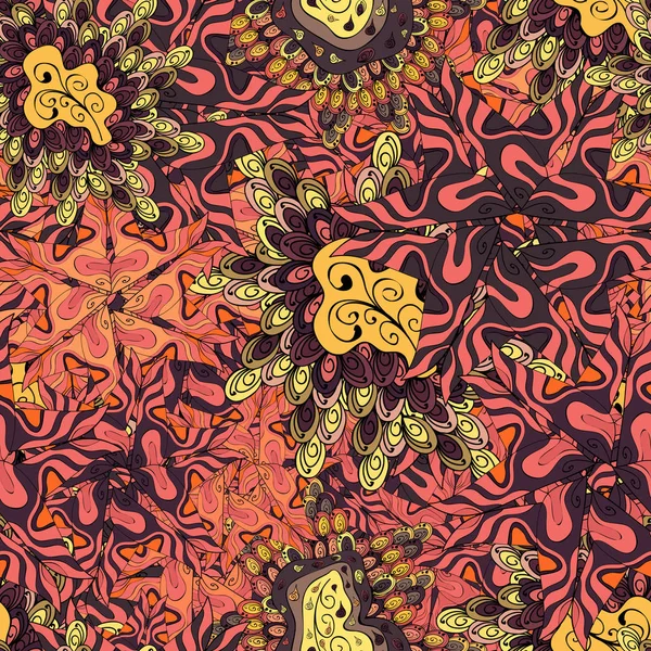 Pembe, kahverengi, siyah, sarı ve turuncu renkler. Vektör çizim. Vektör soyut desen sayfa antistress için. Kartları, davetiyeler, tarihi kartları ve daha birçok kaydetmek için kullanılan.