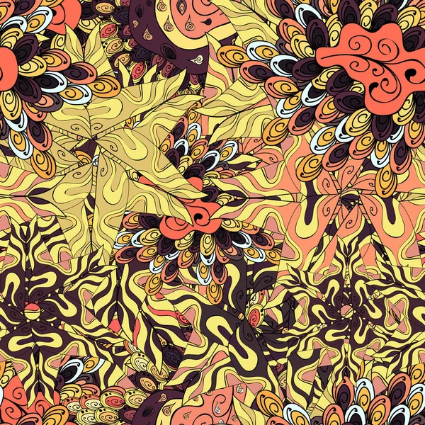 Naadloze Abstracte Interessante Achtergrond Geel Zwart Bruin Oranje Beige Kleuren — Stockvector