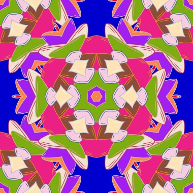 Mandala arka plan renkli. Doğu, Islam. Arapça Vintage Dekoratif süsleme. Kırmızı, yeşil, mavi, tarafsız ve mor renkler üzerinde vektör Mandala şekli.