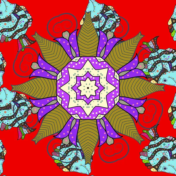 Elle çizilmiş. Çiçekler ile Seamless modeli. Çiçekleri kırmızı, yeşil ve mavi renkler. Suluboya resim.