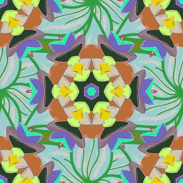 Vektör çizim. El ile zarif öğe bir yeşil, mavi, gri, kahverengi ve mor renkler çizimi.