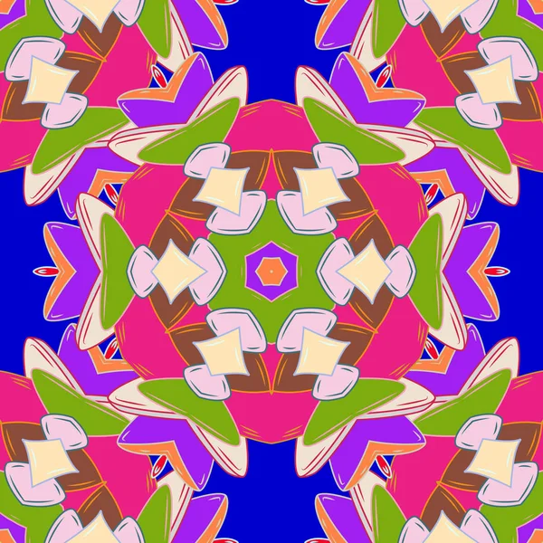 Mandala arka plan renkli. Doğu, Islam. Arapça Vintage Dekoratif süsleme. Kırmızı, yeşil, mavi, tarafsız ve mor renkler üzerinde vektör Mandala şekli.