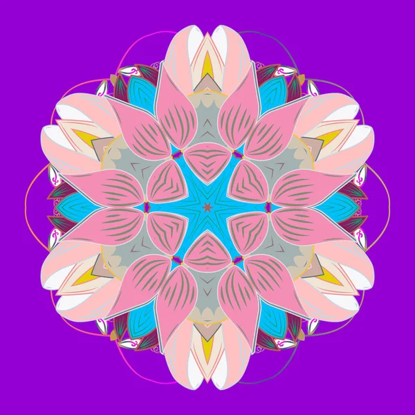 Цветочный Элемент Цветок Лепестков Вектор Снежинка Вектор Значок Фона Фиолетовый — стоковый вектор