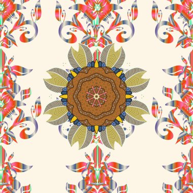 Vektör mandala şekli tarafsız, kahverengi ve pembe renkler renkli. İzole çiçek logosu. İş kimlik kavramı için bio, Eko şirket veya spa salonu. Premium logo.