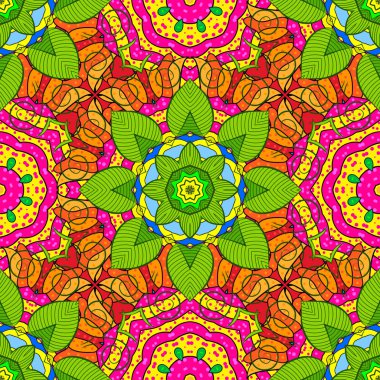 Islam ' ın manevi ve ritüel sembolü Arapça, Hint dinler. Oryantal motifler. Renkli Mandala. Yeşil, sarı ve mor renkler yuvarlak süsleme desen. Vektör geometrik daire öğeleri.