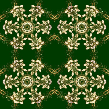 Mavi, kahverengi ve bej renkler altın elemanları ile vektör seamless modeli. Damasko Dikişsiz desen tasarımı için.