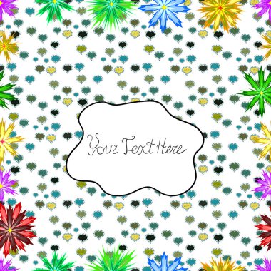 Vektör düz çiçek seamless modeli. Kağıt, tebrik kartları, poster ve başlık sayfası kaydırma hediye tasarım tasarım. Çiçekler beyaz, yeşil ve mavi renkler.