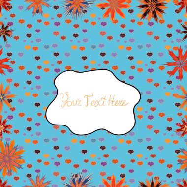 Çiçek Dikişsiz desen arka plan, konturlar ve su sıçramalarına, yaz çiçek ile. Mavi, beyaz ve turuncu renkleri çiçekler. Vektör çizim.