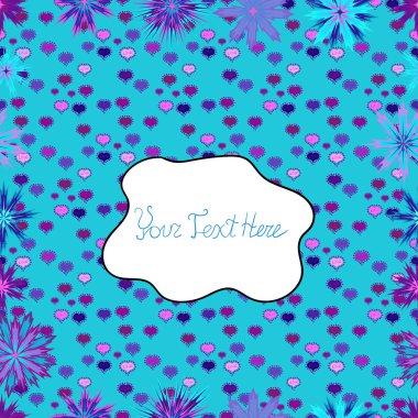 Dikişsiz desen sevimli çiçek ve yaprakları mavi, beyaz ve mor renkler, suluboya çiçek desenli duvar kağıdı, kart veya kumaş için tileable. Vektör çizim.