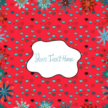 Vektör çizim. Kırmızı, beyaz ve mavi renkleri suluboya tarzında. Küçük çiçek desenle sorunsuz bahar.