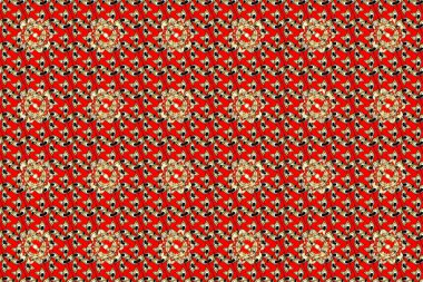 Kırmızı, gri, nötr ve altın desenli. Klasik raster şablonu. Tekrarlayan ögelerle kusursuz soyut arkaplan.