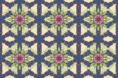 Anti-stres için soyut örnek sayfası. Raster illüstrasyonu. Bej, mavi, yeşil, nötr ve mor renklerde.