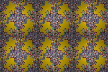 Raster illüstrasyonu. Suluboya balık deseni. Sarı, nötr ve gri. Kusursuz..