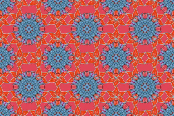 Komplizierte Farbige Arabeske Mit Rosa Blauen Und Orangefarbenen Farben Raster — Stockfoto