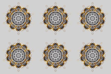 Noel ve yeni yıl moda baskıları için tatil tasarımı. Kar tanelerinin soyut arkaplanlı Noel şablonu. Gri kar taneleri. Raster illüstrasyonu.