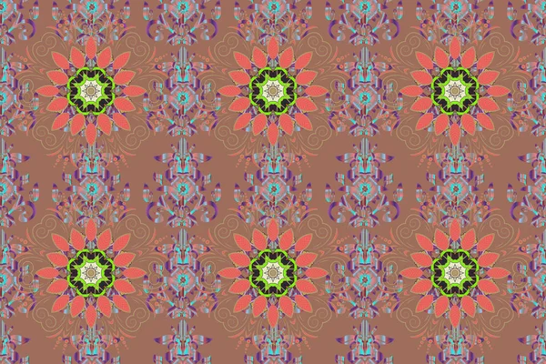 Paket, duvar kağıtları, arka plan ve albüm için. Mutlu Noeller, yeni yıl ürünleri. Kahverengi, pembe ve nötr renklerde raster ile kusursuz desen.