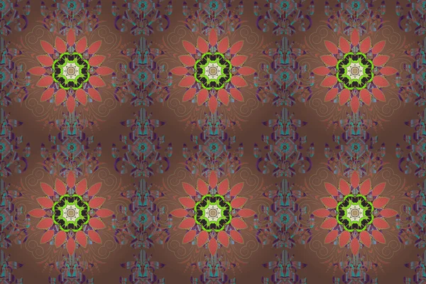 Arabski Wzór Mandala Brązowych Różowych Neutralnych Kolorach Tekstura Etniczna Wschód — Zdjęcie stockowe