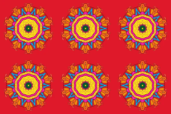 Farbiges Mandala Muster Arabischer Hintergrund Ethnische Beschaffenheit Vintage Ornament Orange — Stockfoto