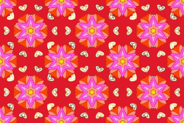 Gekleurde Mandala Element Rasterillustratie Rode Roze Oranje Kleuren — Stockfoto